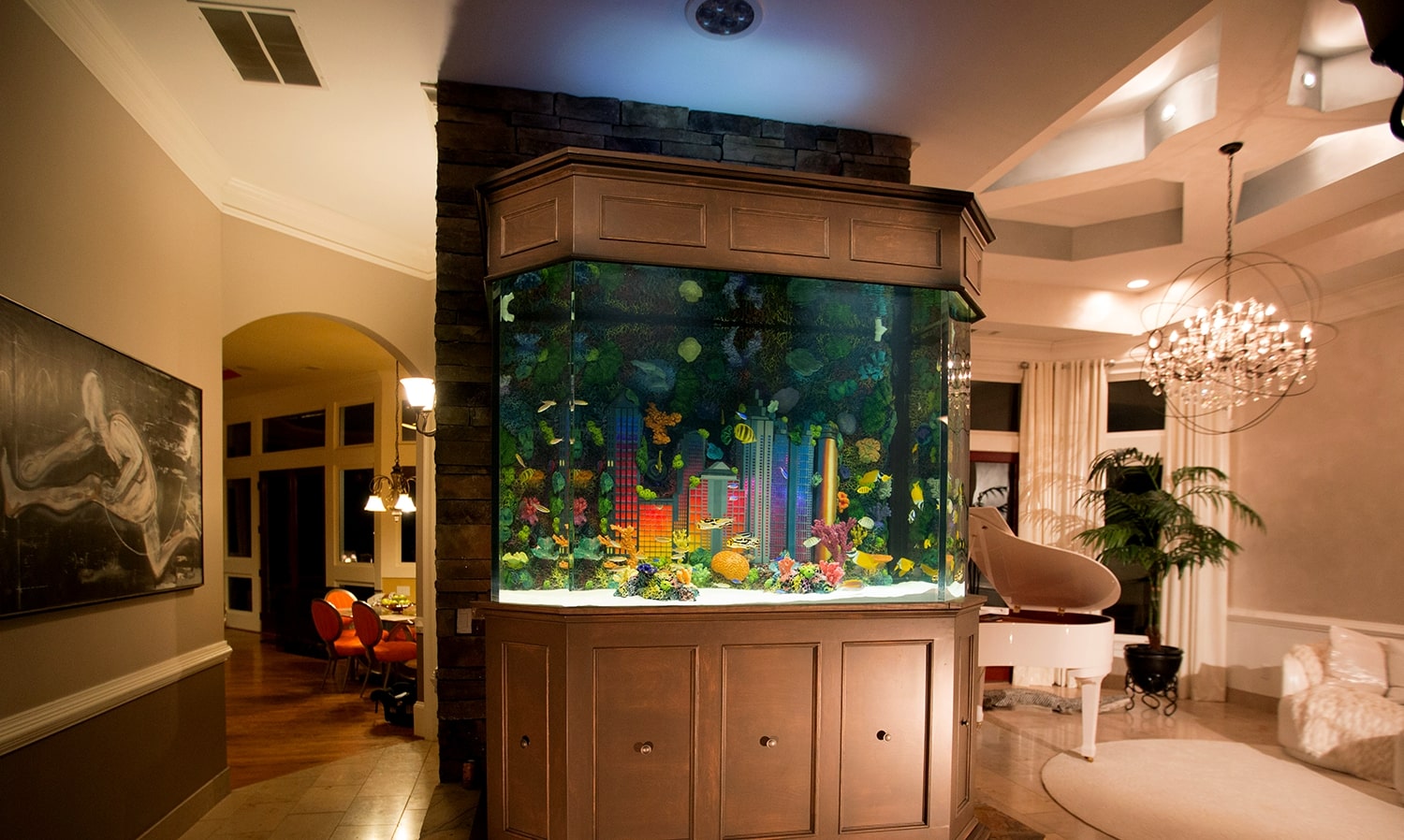Custom aquarium in the home of rapper 2 Chainz